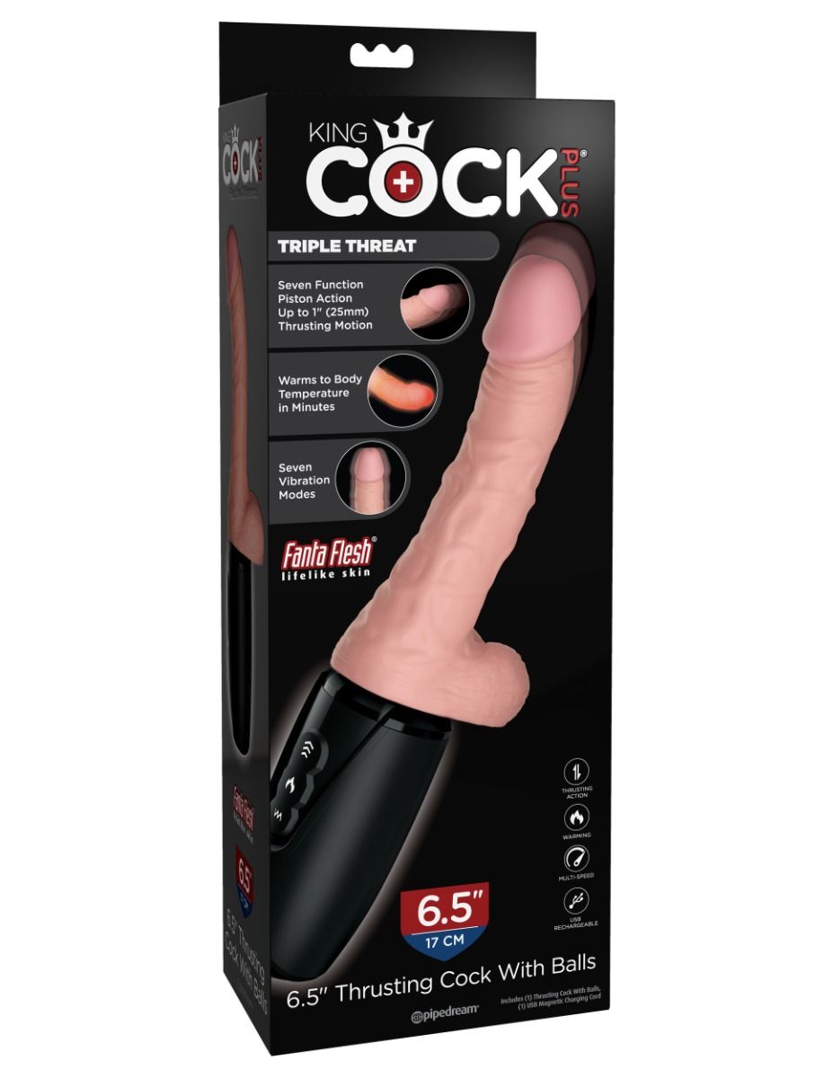 Triple Threat 6.5" Thrusting Cock with Balls